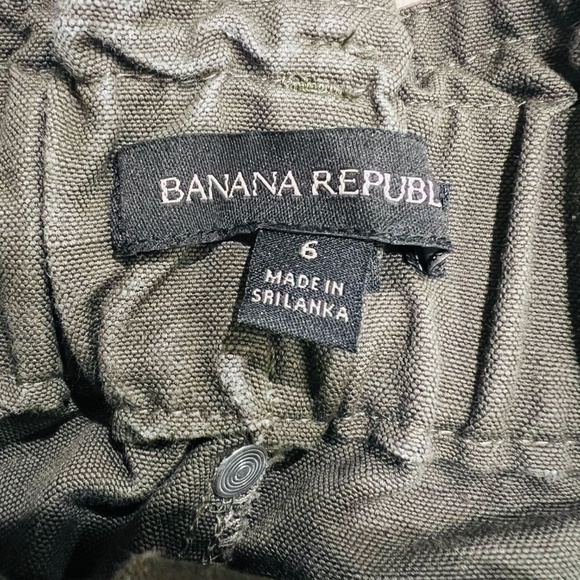 Banana Republic PAPERBAG SHORT army olive green high rise belt size 6 utility - Picture 6 of 14